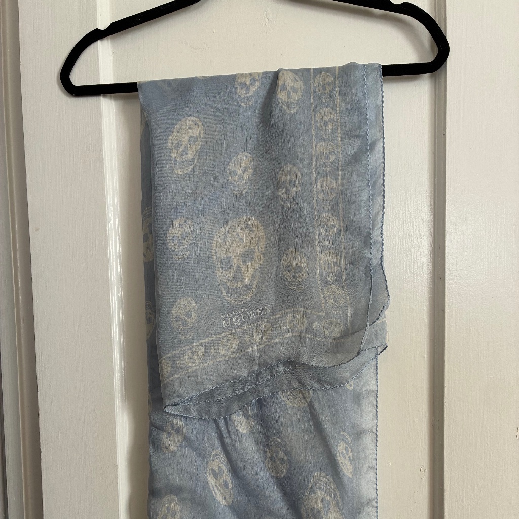 Alexander Mcqueen Light Blue Silk Scarf